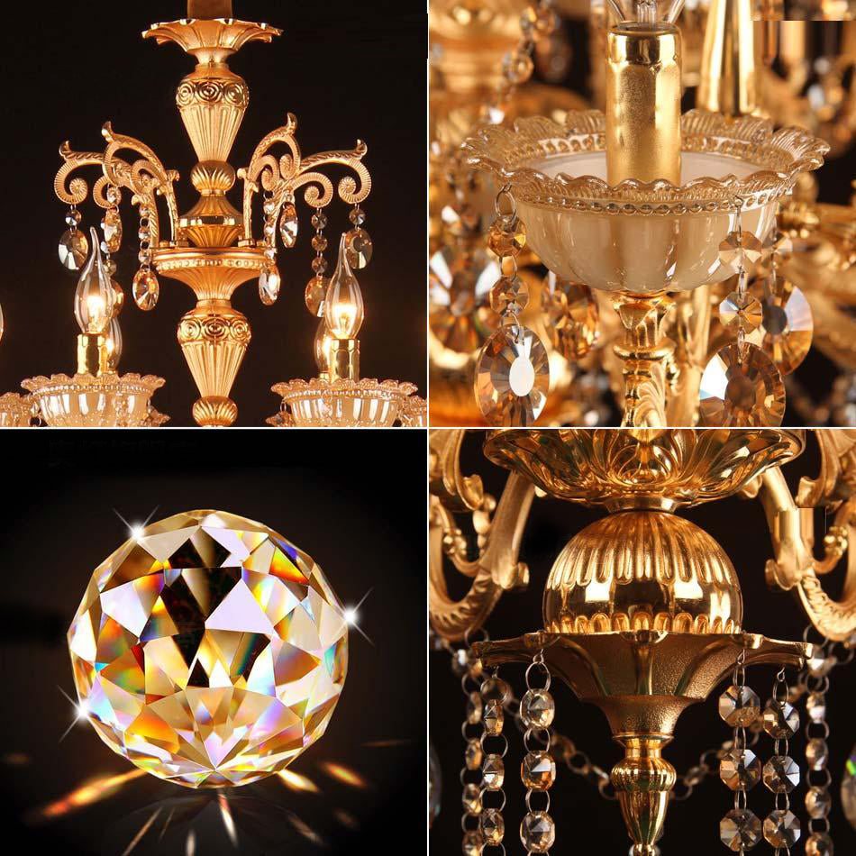 Meerosee Luxurious Large Crystal Chandelier Lights Gold Pendant Lamp