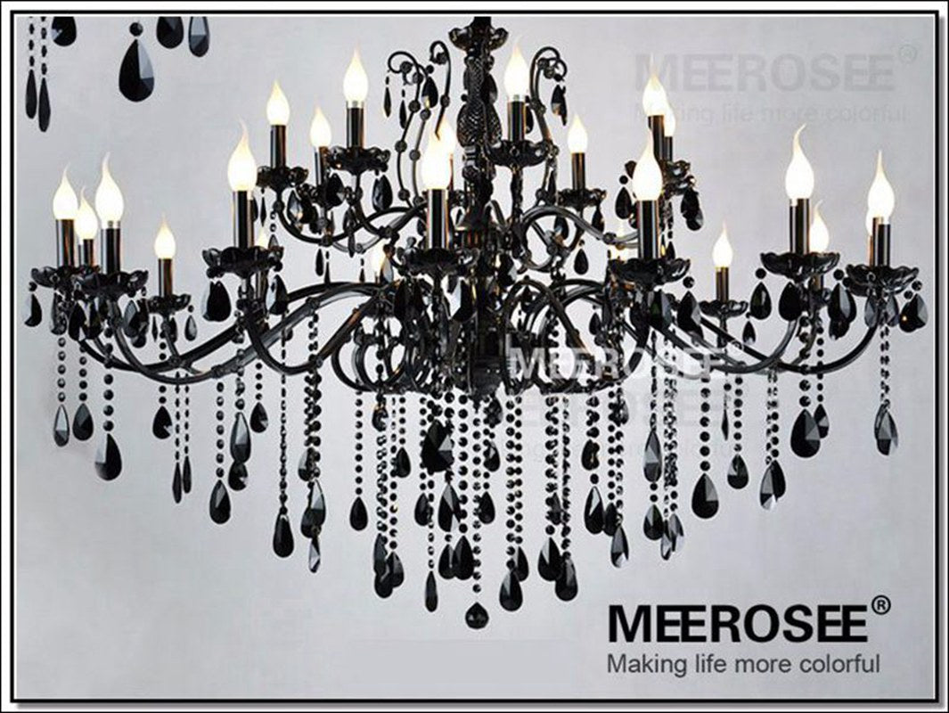 Meerosee Luxury Modern Crystal Chandelier Light Chrome Black Pendant Lamp