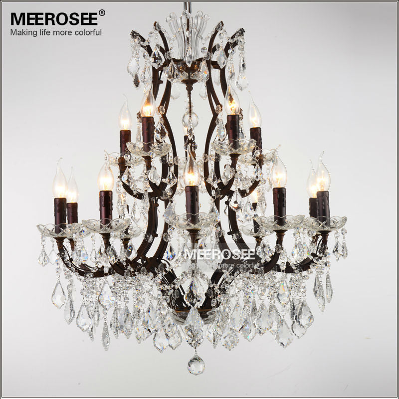 Meerosee Vintage Crystal Loft Chandelier Light Retro Rustic Pendant Lamp for Home