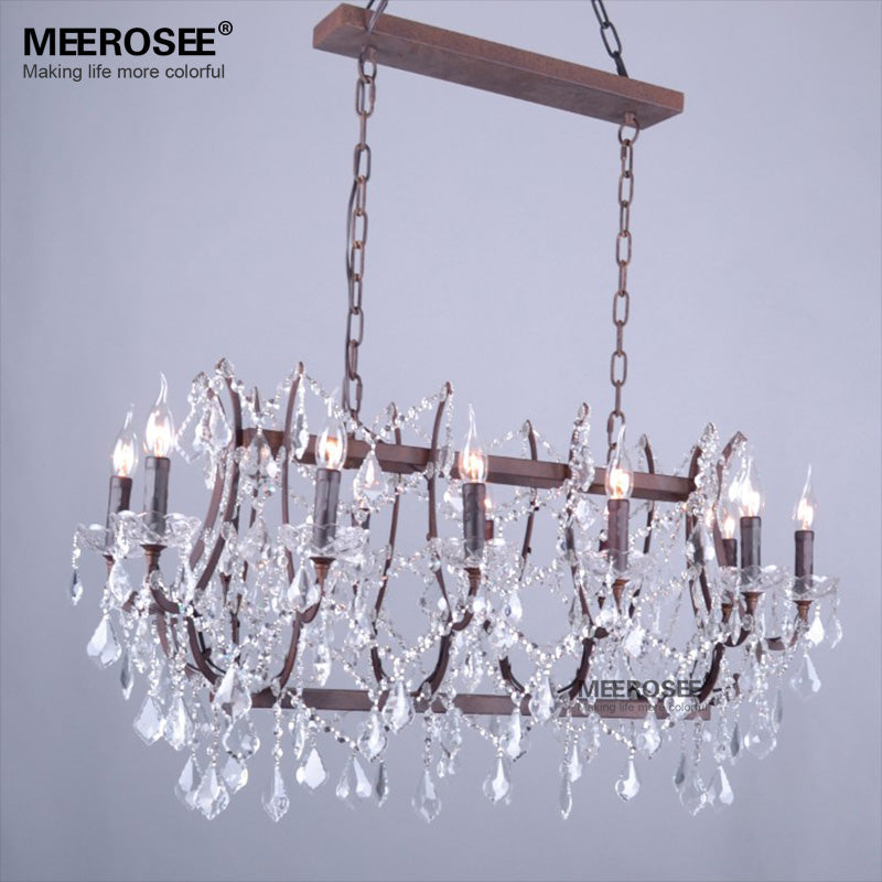 Meerosee Modern Chandelier Light Retro Rustic Loft Crystal Pendant Suspension Lamp