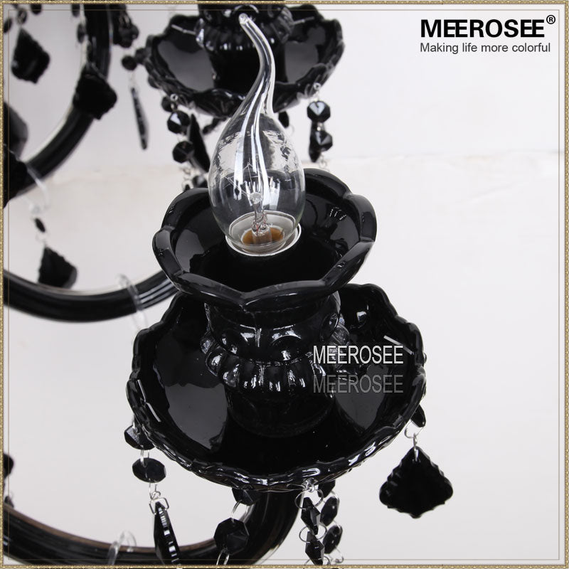 Meerosee Luxury Large Black Glass Chandelier Lighting Premium Quality Modern Pendant Lamp