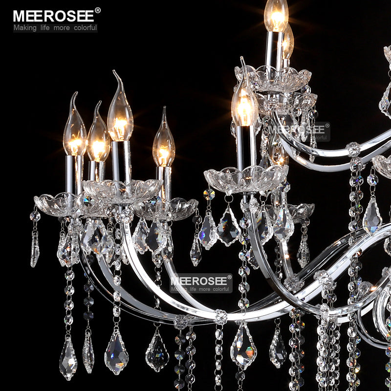 Meerosee Luxury Modern Crystal Chandelier Light Chrome Black Pendant Lamp