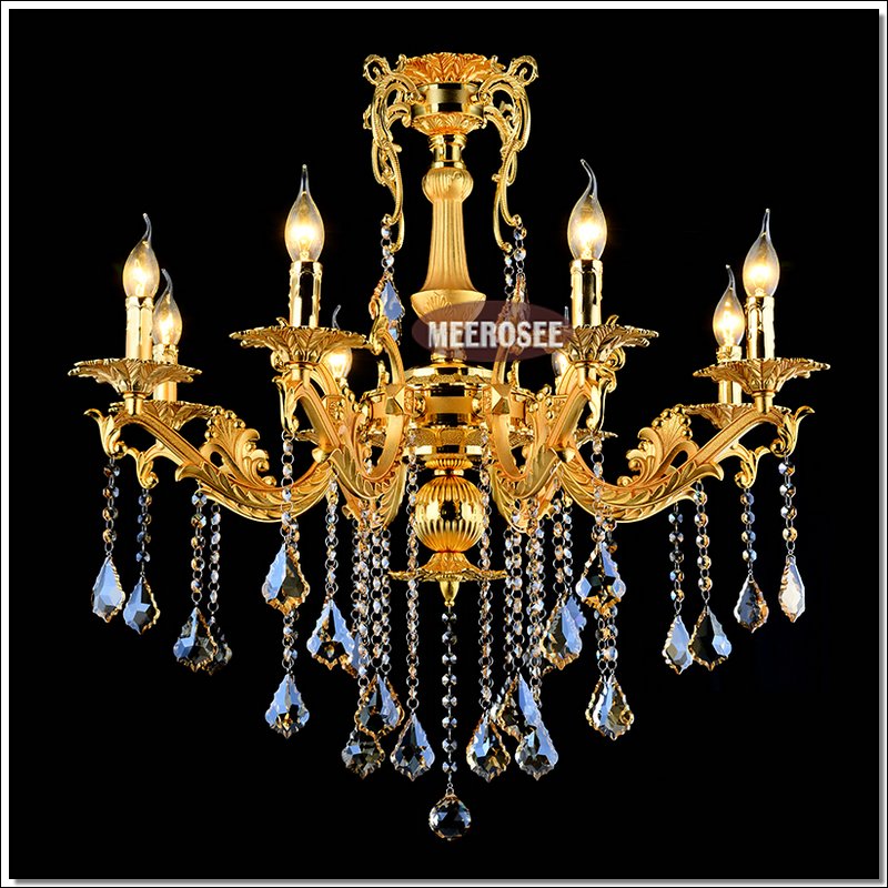 Meerosee Gold Crystal Chandelier Lighting Fixture 8 Arms Modern Metal Pendant Lamp