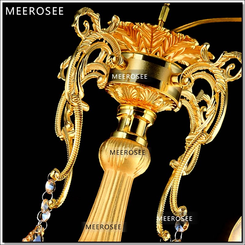 Meerosee Gold Crystal Chandelier Lighting Fixture 8 Arms Modern Metal Pendant Lamp