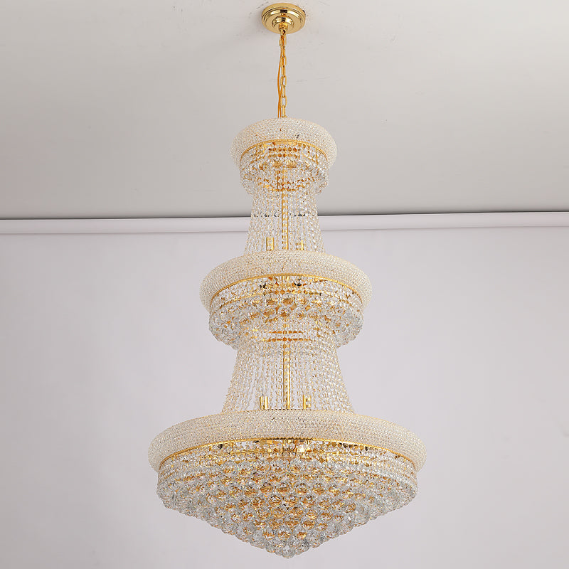 Gold Crystal Chandelier Light Fixture Modern Chrome Pendant Lamp For Restaurant Foyer