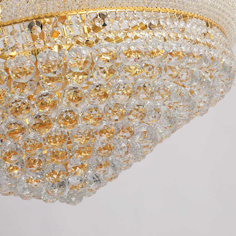 Gold Crystal Chandelier Light Fixture Modern Chrome Pendant Lamp For Restaurant Foyer