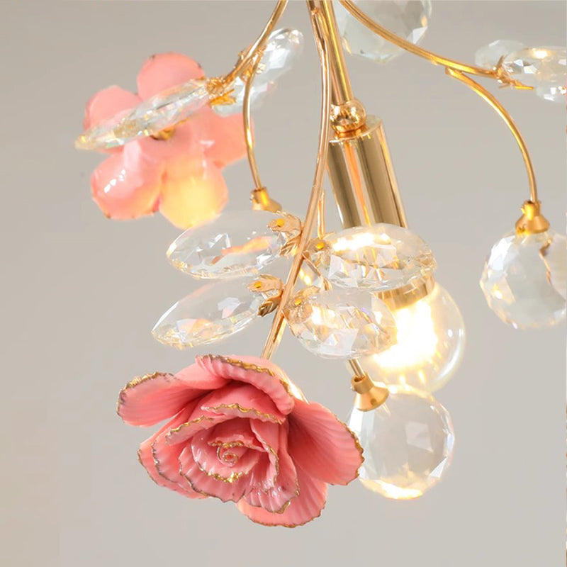 Modern Luxury Crystal Floor Lamp ‎Ceramic-Pink Living Room Bedroom Standing Light FL98053