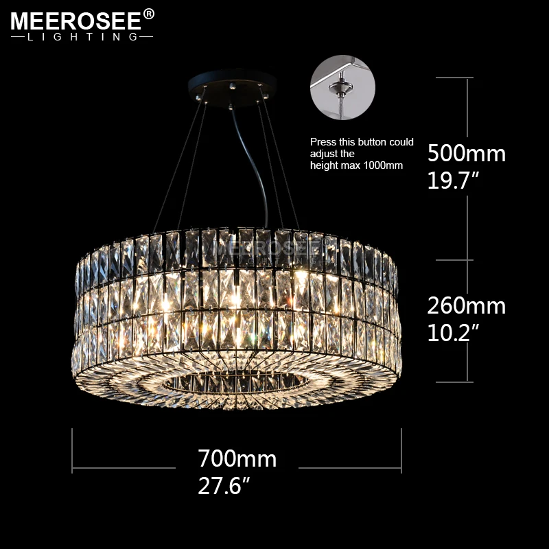 Meerosee Modern Crystal Chandelier Light Fixture Round Pendant Ceiling Lighting