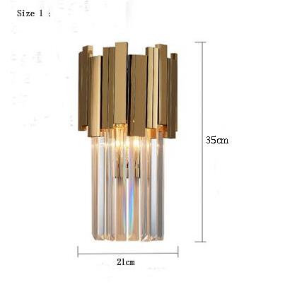 Meerosee Lighting Post-Modern Crystal Wall Sconce Light Gold Luxury Bedside Lamp