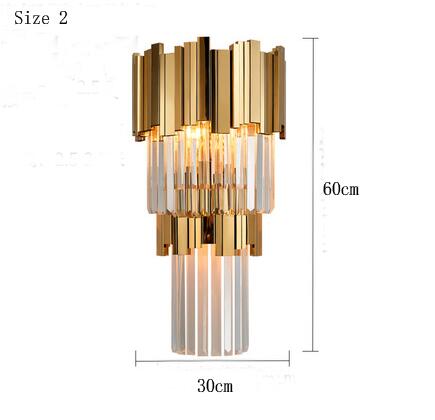 Meerosee Lighting Post-Modern Crystal Wall Sconce Light Gold Luxury Bedside Lamp