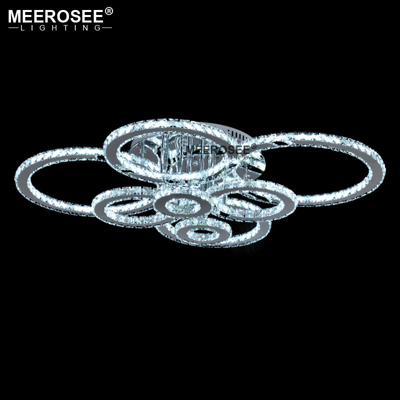 Modern Crystal Ceiling Lamps Diamond Chrome LED Chandeliers Light 8 Rings