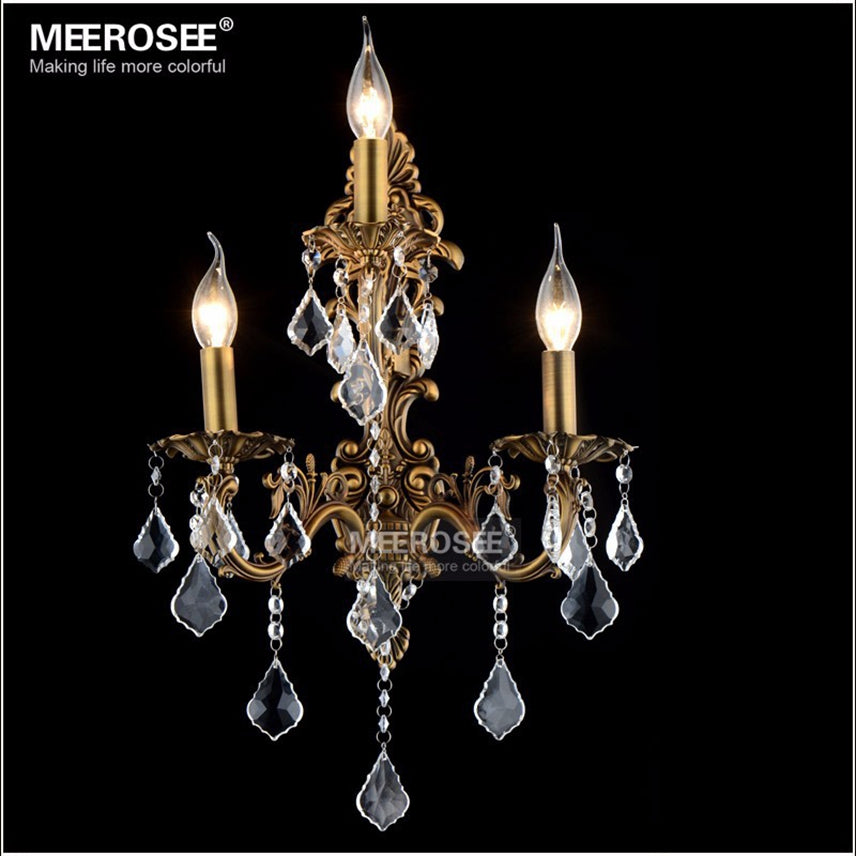 Meerosee Modern Crystal Wall Light Bronze Wall Brackets for bedroom living room