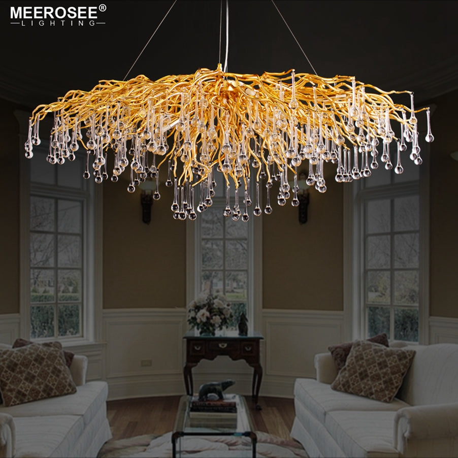 Luxurious Crystal Pendant Light Modern Popular Gold Color G9 Chandelier Light