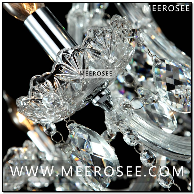 Meerosee Maria Theresa Crystal Chandelier Lamp Clear White Pendant Lamp with Lampshade